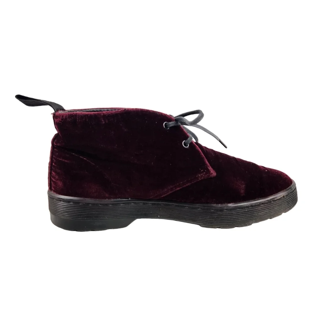 Dr. Martens Daytona Cherry Red Velvet Desert Low Chukka Wine Boots Womens Size 5